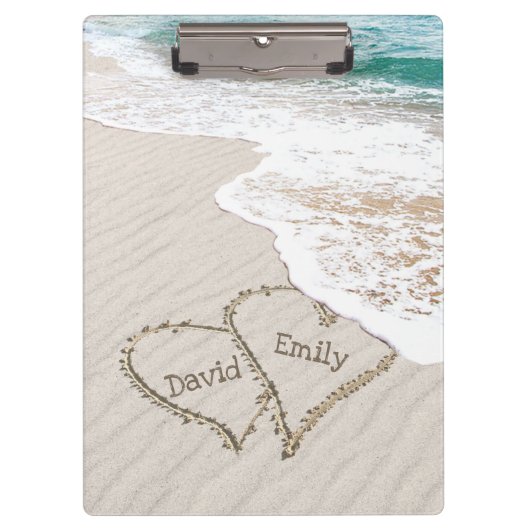 Beach Hearts met Namen Klembord (Voorkant)