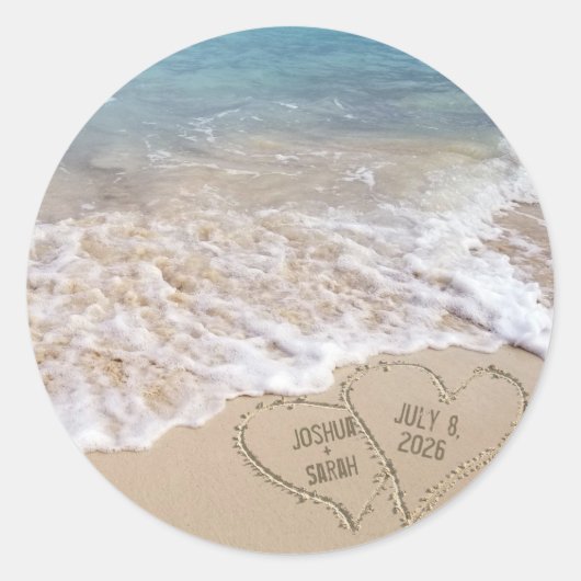 Beach Hearts Ronde Sticker (Voorkant)