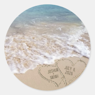 Beach Hearts Ronde Sticker