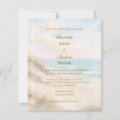 Beach hearts sand initials wedding invitation (Voorkant)