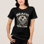 Beach Here I Come Tropical Sunset Fun Tri-Blend Shirt (Voorkant)