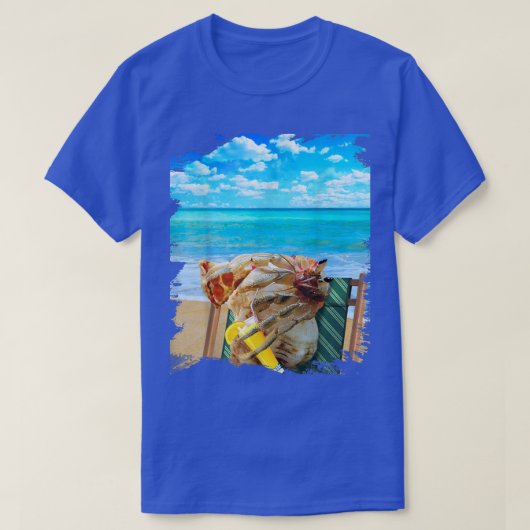 Beach Hermit Crab Chilling Drinking Pizza Funny Cu T-shirt (Design voorkant)