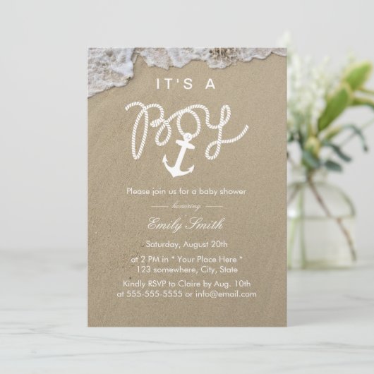 Beach Het is een Baby shower. Kaart (Staand voorkant)