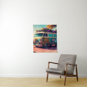 Beach, Hippie Van, Trippy Flowers, Boho, Colorful Wandkleed (In situ)