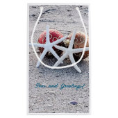 Beach Holiday Custom Gift Bag - klein, glanzend Klein Cadeauzakje (Achterkant)