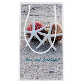 Beach Holiday Custom Gift Bag - klein, glanzend Klein Cadeauzakje