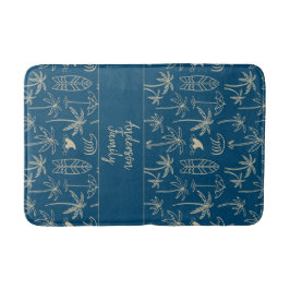 Beach holiday pattern and your name in beige badmat
