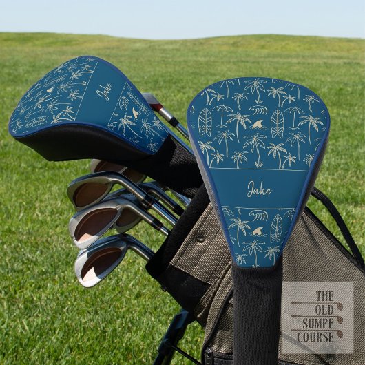 Beach holiday pattern and your name in beige golfheadcover