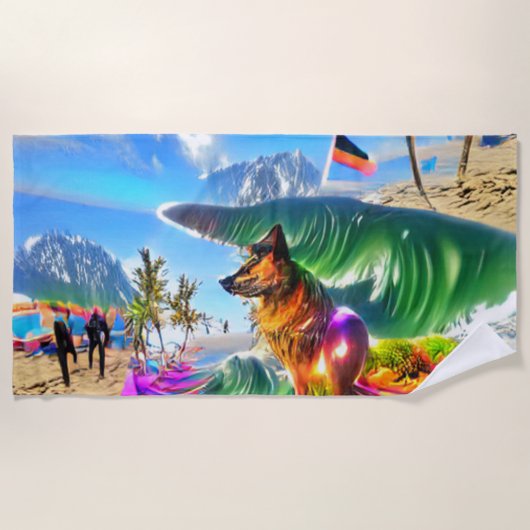 Beach Home Beach German Shepherd Dog Strandlaken (Voorkant)