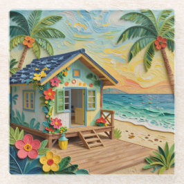 Beach Home Oceanic Coastal Art Glazen Onderzetter
