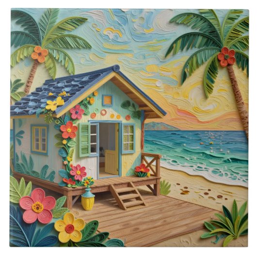 Beach Home Oceanic Coastal Art Tegeltje (Voorkant)