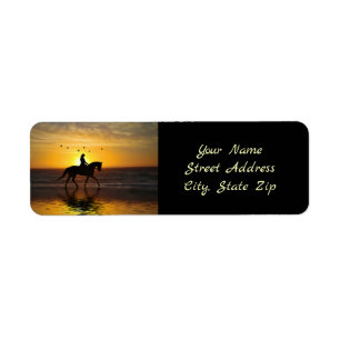 Beach Horse and Rider Dressage  Etiket