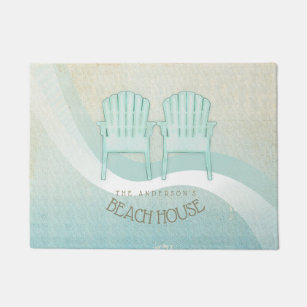 Beach House Adirondack Chairs Aqua Blue ID623 Deurmat