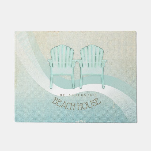 Beach House Adirondack Chairs Aqua Blue ID623 Deurmat (Voorkant)