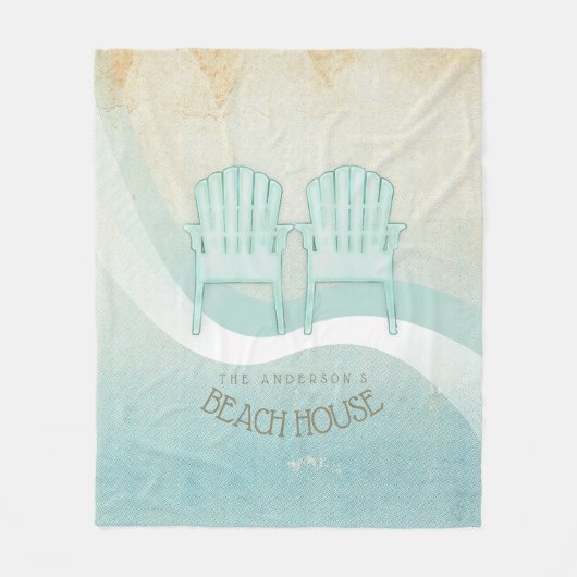 Beach House Adirondack Chairs Aqua Blue ID623 Fleece Deken (Voorkant)