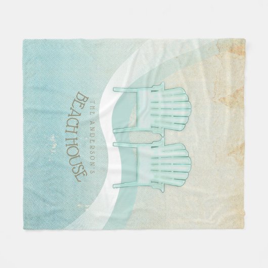 Beach House Adirondack Chairs Aqua Blue ID623 Fleece Deken (Voorkant (Horizontaal))