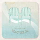Beach House Adirondack Chairs Aqua Blue ID623 Kartonnen Onderzetters (Voorkant)