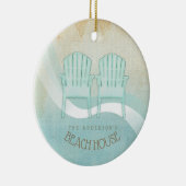 Beach House Adirondack Chairs Aqua Blue ID623 Keramisch Ornament (Rechts)