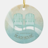 Beach House Adirondack Chairs Aqua Blue ID623 Keramisch Ornament (Voorkant)