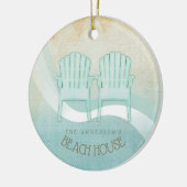 Beach House Adirondack Chairs Aqua Blue ID623 Keramisch Ornament (Links)