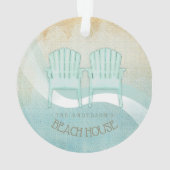 Beach House Adirondack Chairs Aqua Blue ID623 Ornament (achterkant)
