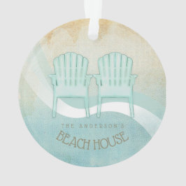 Beach House Adirondack Chairs Aqua Blue ID623 Ornament