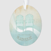 Beach House Adirondack Chairs Aqua Blue ID623 Ornament (voorkant)