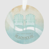 Beach House Adirondack Chairs Aqua Blue ID623 Ornament (voorkant)
