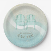 Beach House Adirondack Chairs Aqua Blue ID623 Papieren Bordje (Voorkant)
