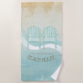 Beach House Adirondack Chairs Aqua Blue ID623 Strandlaken (Voorkant)