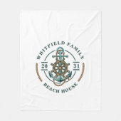 Beach House Anchor Boat Wheel Jaar Gepersonaliseer Fleece Deken (Voorkant)