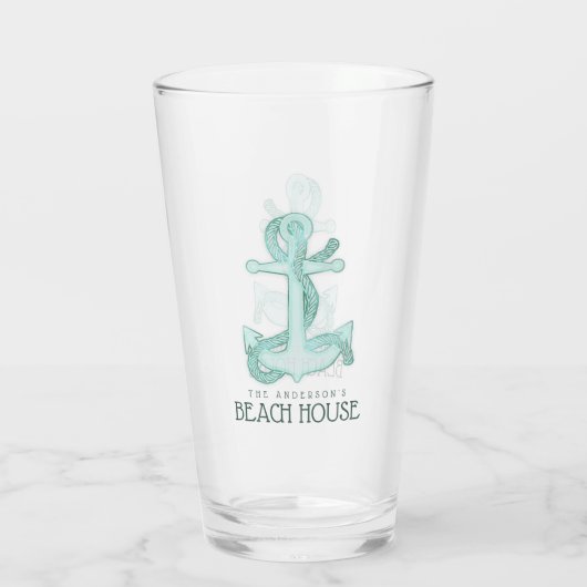 Beach House Anchor & Rope Aqua Blue ID623 Glas (Achterkant)