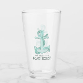 Beach House Anchor & Rope Aqua Blue ID623 Glas