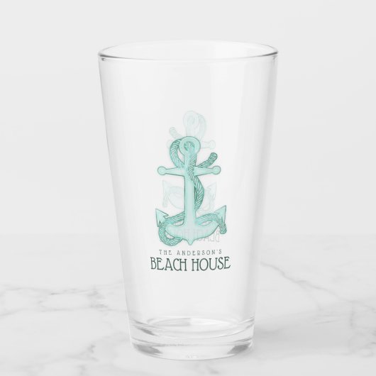 Beach House Anchor & Rope Aqua Blue ID623 Glas (Voorkant)