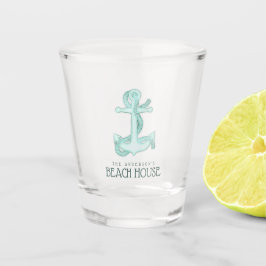 Beach House Anchor & Rope Aqua Blue ID623 Shot Glas