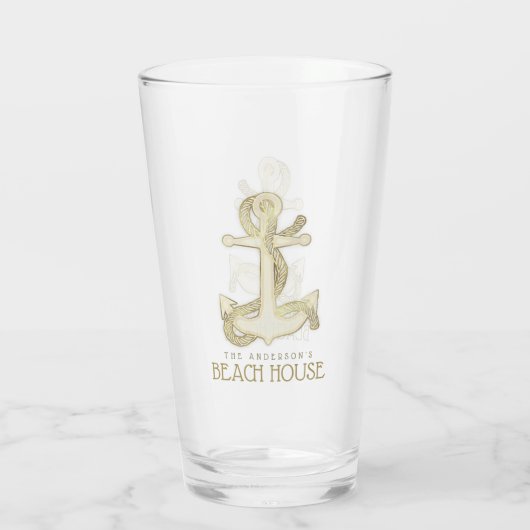 Beach House Anchor & Rope Gold ID623 Glas (Achterkant)