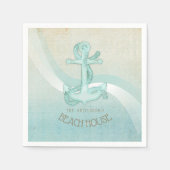 Beach House Anchor Silhouette Aqua Blue ID623 Servet (Voorkant)