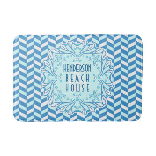 Beach House Art Deco Shell en Herringbone Custom Badmat
