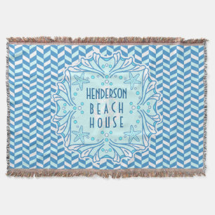 Beach House Art Deco Shell en Herringbone Custom Deken