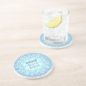 Beach House Art Deco Shell en Herringbone Custom Zandsteen Onderzetter (Zijkant)