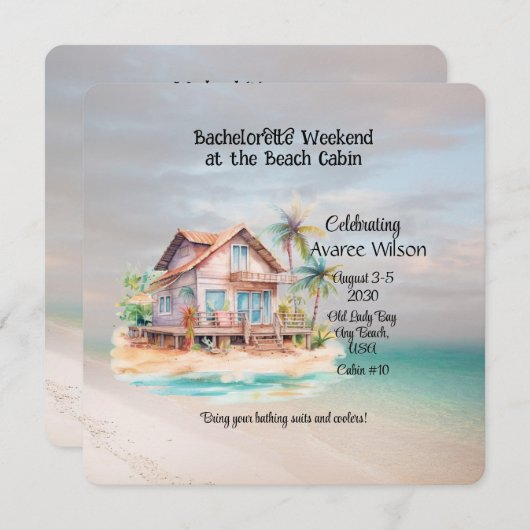 Beach House Bachelorette Party uitnodiging (Voorkant / Achterkant)