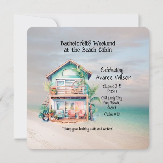 Beach House Bachelorette Party uitnodiging (Voorkant)
