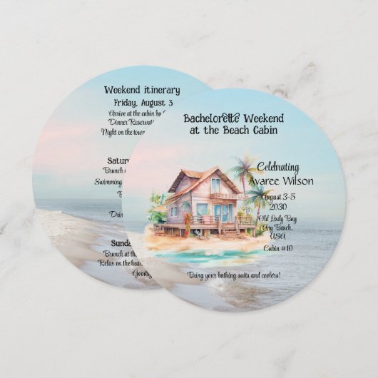 Beach House Bachelorette Party uitnodiging (Voorkant / Achterkant)