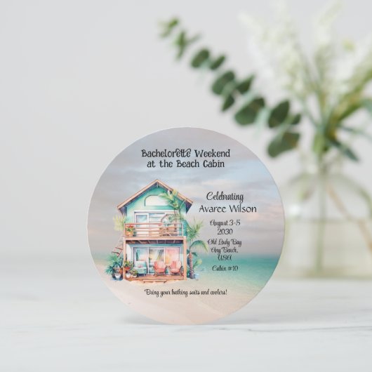 Beach House Bachelorette Party uitnodiging (Staand voorkant)