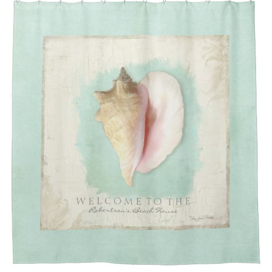 Beach House Bathroom - Aangepaste welkomstknop Douchegordijn (Voorkant)