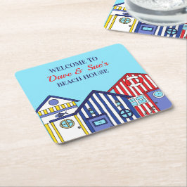 Beach House Beach Huts Nautical Kartonnen Onderzetters