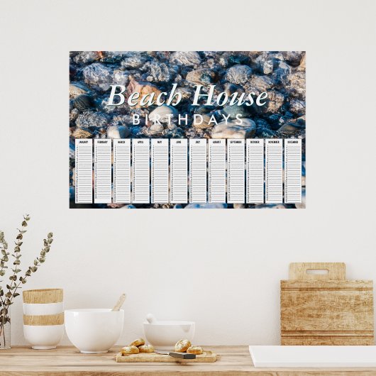 Beach House Beach Rocks Eeuwig Verjaardagskalender Poster (Keuken)