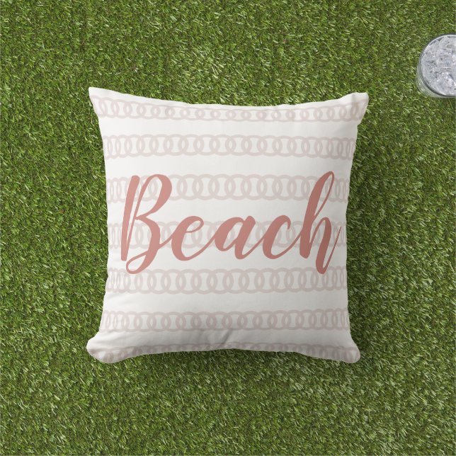 Beach House Beige Nautical Pattern Buitenkussen (Gras)