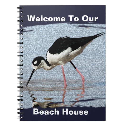 Beach House Black White Wading Bird Welkom Notitieboek (Voorkant)