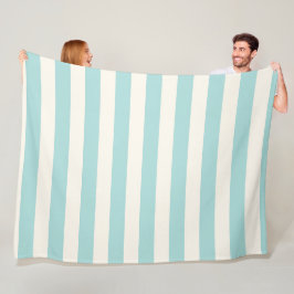Beach House Blanket Aqua en Ivory Stripes Fleece Deken